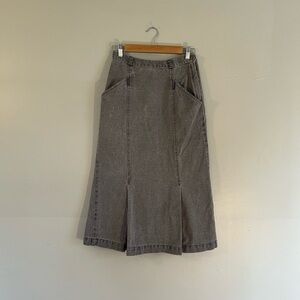 Vintage 90s Lizwear  light gray denim a-line midi skirt western grunge
